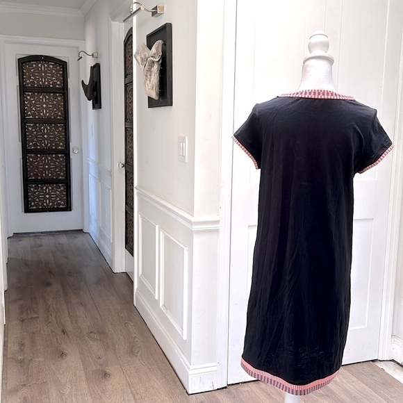 Boden Womens Navy Cotton Sena Shift Dress Embroidered Trim Cap Sleeve Size 8 - Picture 4 of 8